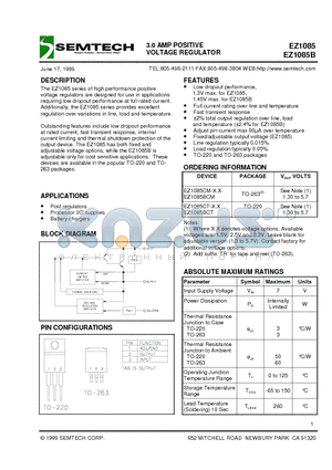 EZ1085CM-3.3 datasheet - 3.0 AMP POSITIVE VOLTAGE REGULATOR