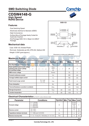 CDSW4148-G datasheet - SMD Switching Diode