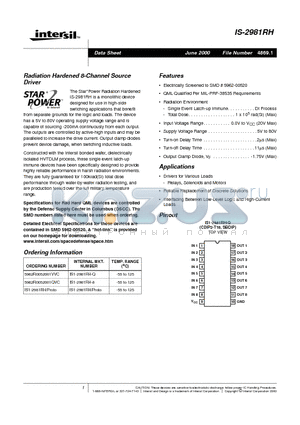 5962R0052001QVC datasheet - Radiation Hardened 8-Channel Source Driver