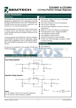 EZ1086C_06 datasheet - 1.5 Amp Positive Voltage Regulator