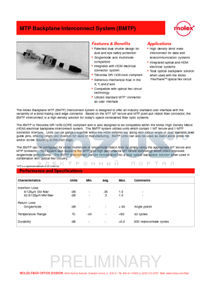 86087-5202 datasheet - MTP Backplane Interconnect System (BMTP)