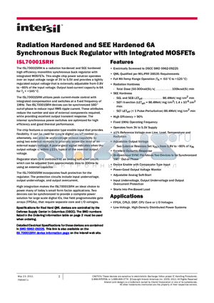 5962R0922501VXC datasheet - Radiation Hardened and SEE Hardened 6A Synchronous Buck Regulator