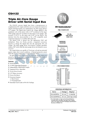 CS4122XDWF24 datasheet - Triple Air-Core Gauge Driver with Serial Input Bus