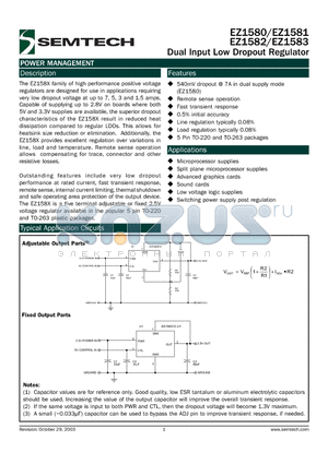 EZ1580CM-1.3.TR datasheet - Dual Input Low Dropout Regulator