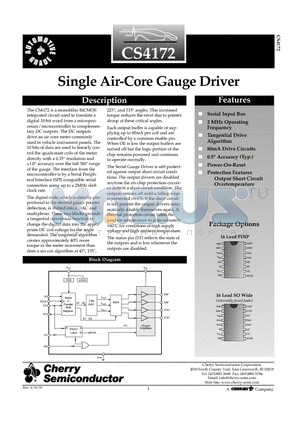 CS4172XDWFR16 datasheet - Single Air-Core Gauge Driver