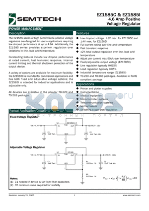 EZ1585C datasheet - 4.6 Amp Positive Voltage Regulator