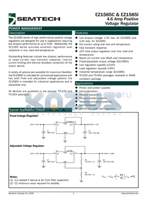 EZ1585I datasheet - 4.6 Amp Positive Voltage Regulator