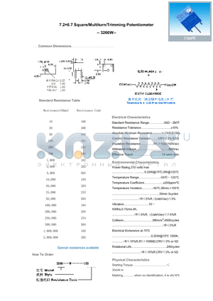 3266W100 datasheet - 7.26.7 Square/Multiturn/Trimming Potentiometer