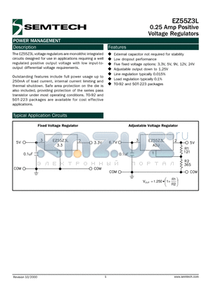 EZ55Z3L-Z3.3 datasheet - 0.25 AMP POSITIVE VOLTAGE REGULATORS