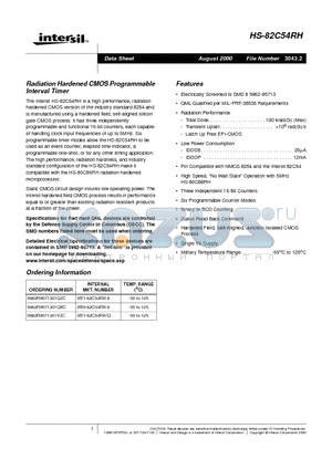 5962R9571301QXC datasheet - Radiation Hardened CMOS Programmable Interval Timer