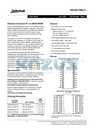 5962R9570801TXC datasheet - Radiation Hardened 2K x 8 CMOS PROM