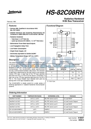 5962R9571401VRC datasheet - Radiation Hardened 8-Bit Bus Transceiver