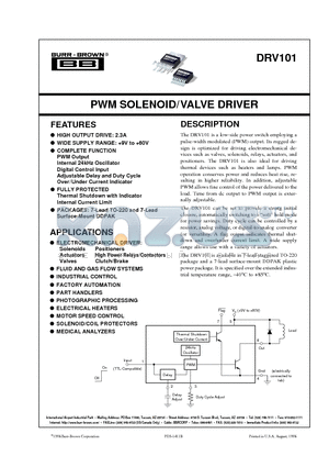 DRV101T datasheet - PWM SOLENOID/VALVE DRIVER