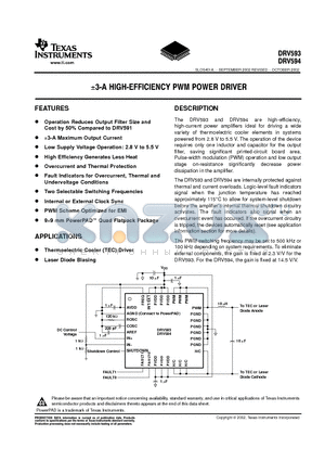 DRV593VFPR datasheet - 3−A HIGH−EFFICIENCY PWM POWER DRIVER