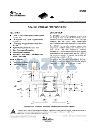 DRV590 datasheet - 1.2-A HIGH-EFFICIENCY PWM POWER DRIVER