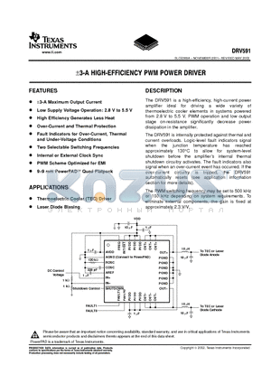 DRV591 datasheet - 3-A HIGH-EFFICIENCY PWM POWER DRIVER