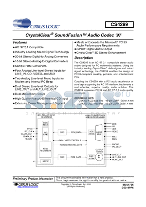 CS4299_06 datasheet - CrystalClear SoundFusion Audio Codec 97