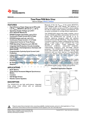 DRV8312 datasheet - Three Phase PWM Motor Driver