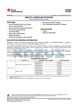 DRV8800_10 datasheet - DMOS FULL-BRIDGE MOTOR DRIVERS