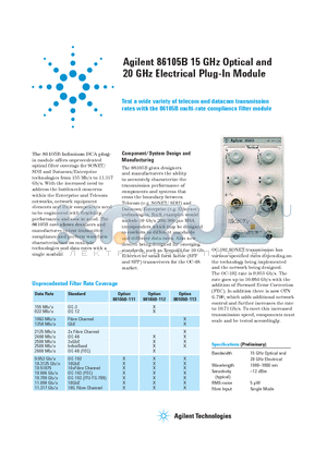 86105B datasheet - 15 GHz Optical and 20 GHz Electrical Plug-In Module