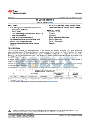 DRV8802 datasheet - DC MOTOR DRIVER IC