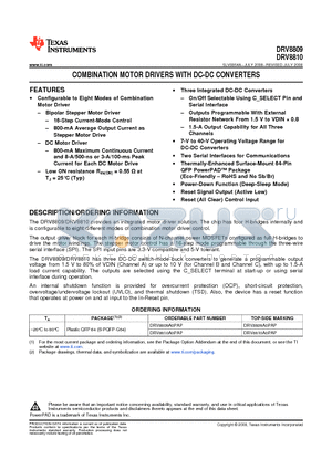 DRV8810A0PAP datasheet - COMBINATION MOTOR DRIVERS WITH DC-DC CONVERTERS