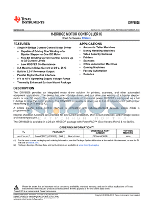 DRV8828 datasheet - H-BRIDGE MOTOR CONTROLLER IC