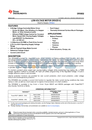 DRV8832DGQR datasheet - LOW-VOLTAGE MOTOR DRIVER IC