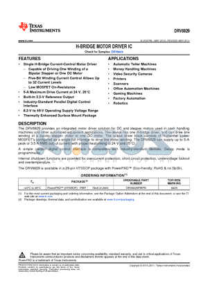 DRV8829PWPR datasheet - H-BRIDGE MOTOR DRIVER IC