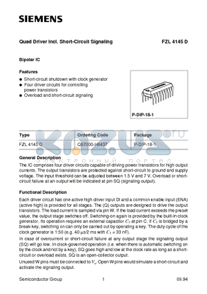 FZL4145D datasheet - Quad Driver Incl. Short-Circuit Signaling