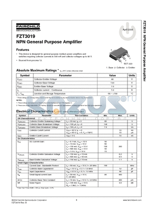 FZT3019 datasheet - NPN General Purpose Amplifier