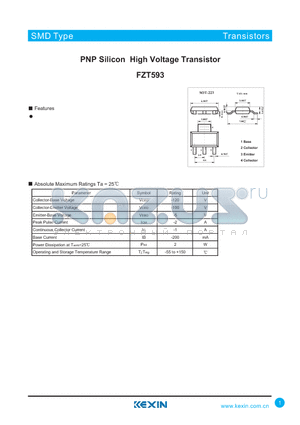 FZT593 datasheet - PNP Silicon High Voltage Transistor