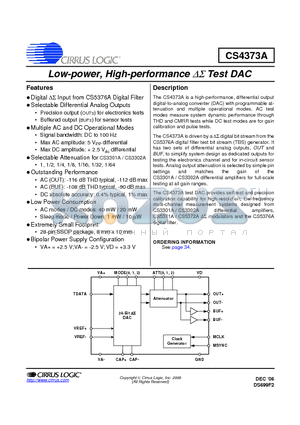 CS4373A datasheet - Low-power, High-performance  Test DAC