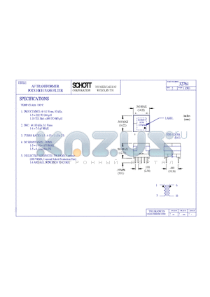 32761 datasheet - AF TRANSFORMER POTS HIGH PASS FILTER