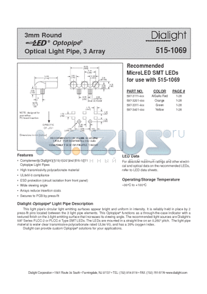 597-3111-4XX datasheet - 3mm Round Optopipe Optical Light Pipe, 3 Array