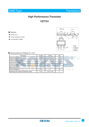FZT751 datasheet - High Performance Transistor