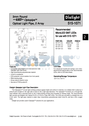 597-3401-4XX datasheet - Optical Light Pipe, 2 Array