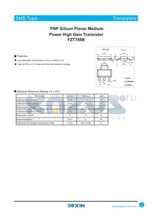 FZT788B datasheet - PNP Silicon Planar Medium Power High Gain Transistor