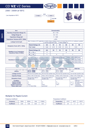 CDVZVZ datasheet - EC SMD 105`C 2.000-3.000h Lifetime Low Impedance ESR(SMD)