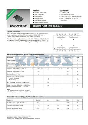 CDWBS16-PLC01-6 datasheet - CDWBS16-PLC01-6 TVS Diode Array