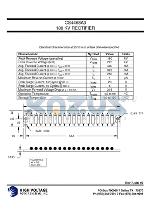 CS4468A3 datasheet - 180 KV RECTIFIER