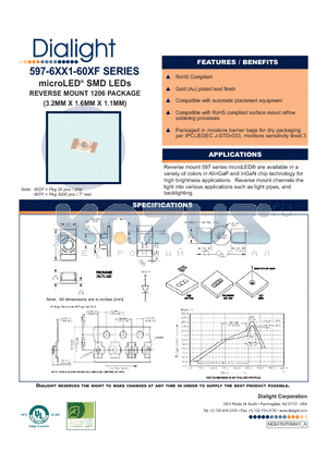 597-6501-607F datasheet - microLED SMD LEDs REVERSE MOUNT 1206 PACKAGE (3.2MM X 1.6MM X 1.1MM)