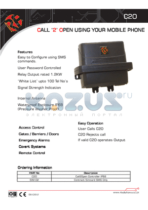 DS-C2O-3 datasheet - Easy to Configure using SMS commands.