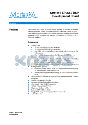 DS-S29804 datasheet - Stratix II EP2S60 DSP Development Board