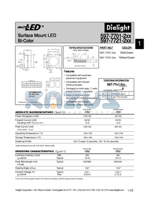 597-7701-202 datasheet - Surface Mount LED Bi-Color