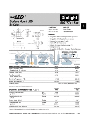 597-7721-502 datasheet - Surface Mount LED Bi-Color