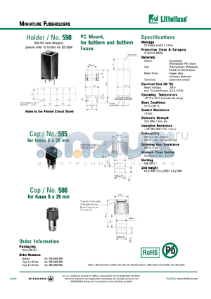 598 datasheet - MINIATURE FUSEHOLDERS