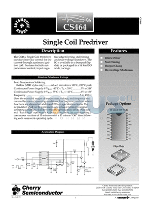 CS464 datasheet - Single Coil Predriver