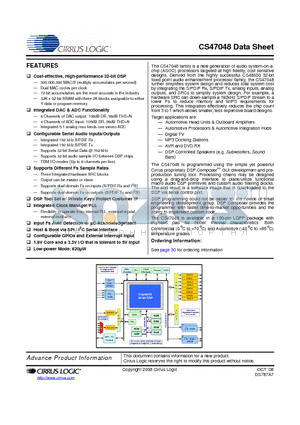 CS47048 datasheet - Audio SOC Processor Family