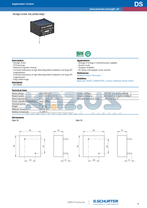 DS1-175-0003 datasheet - Storage Choke, fully potted resign